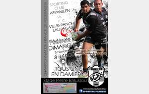 FEDERALE B : PAMIERS 2 Vs VILLEFRANCHE LAURAGAIS