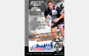 Fédérale B : PAMIERS 2 Vs LEVEZOU SEGUELA